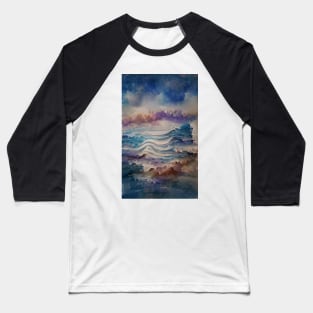 Watercolor Waves Ocean Dream Art Baseball T-Shirt